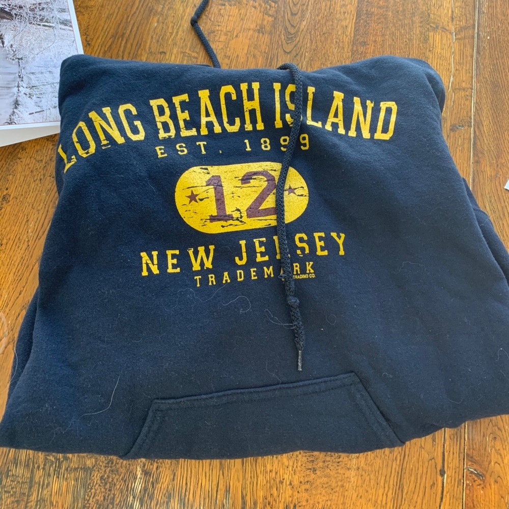 Long Beach Island Navy Gildan Hoodie